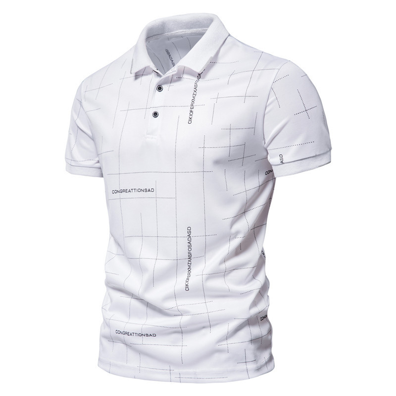 Men's Casual Print Short Sleeve Polo Shirt