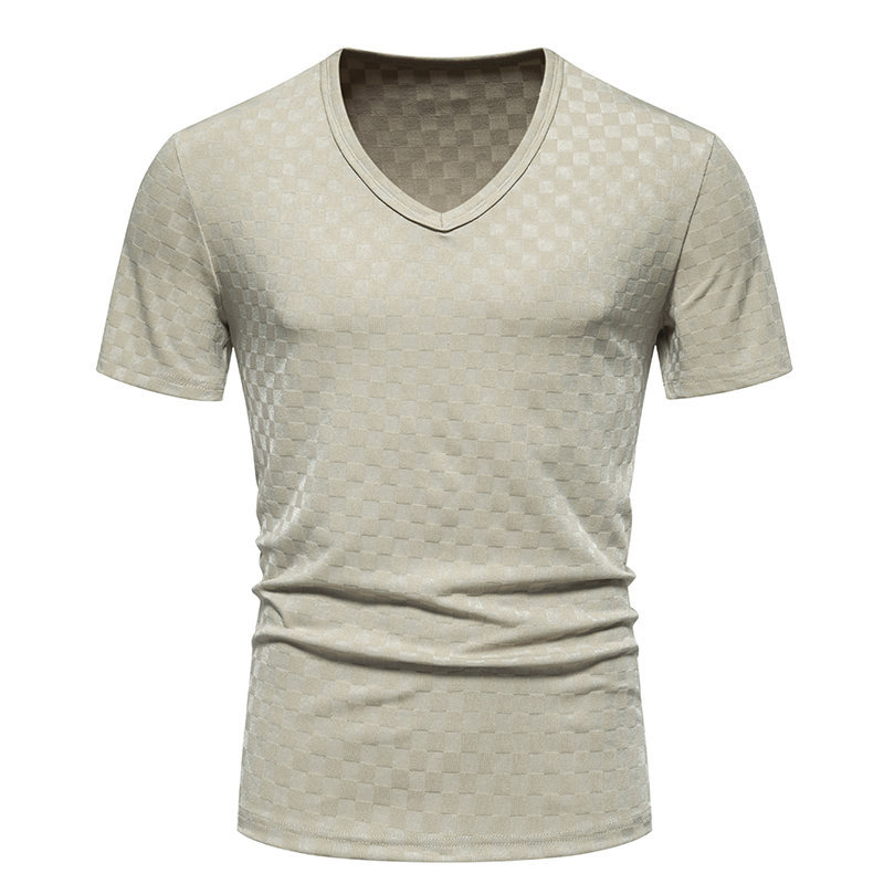 Men's Solid Color V-neck Short Sleeve T-Shirt