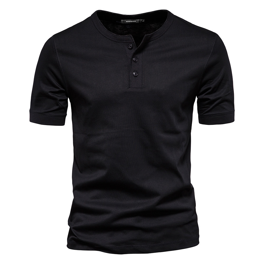 Men's Vintage Front Placket Button Neck Short Sleeve Henley T-Shirt