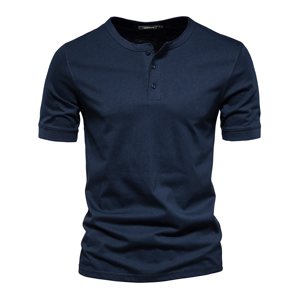 Men's Vintage Front Placket Button Neck Short Sleeve Henley T-Shirt