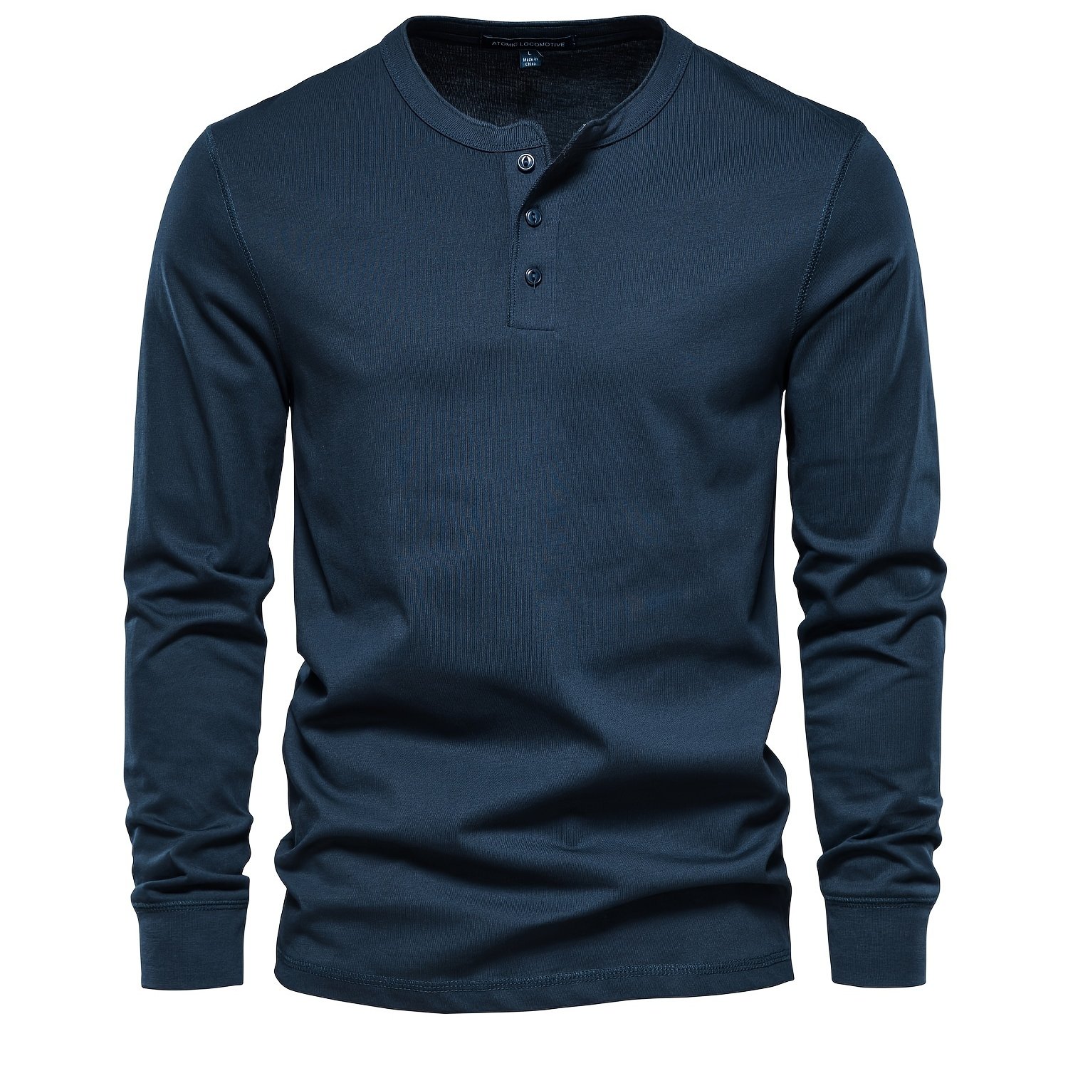 Rogers Solid Color Casual Henley  Long Sleeve T-shirt