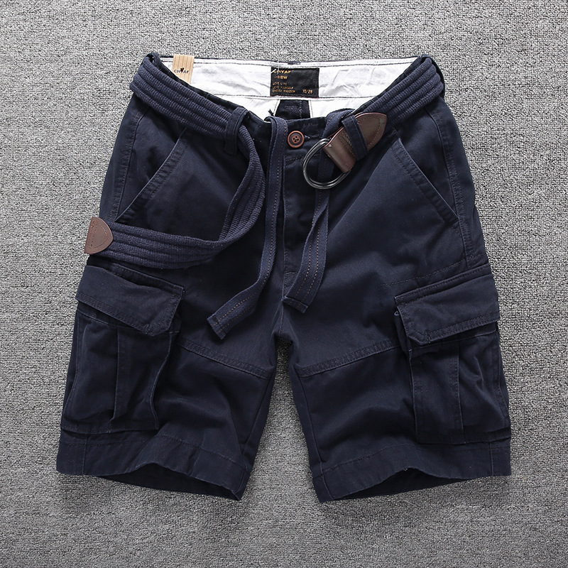 Men's Multiple Pockets Straight Camouflage Cargo Shorts with Belt