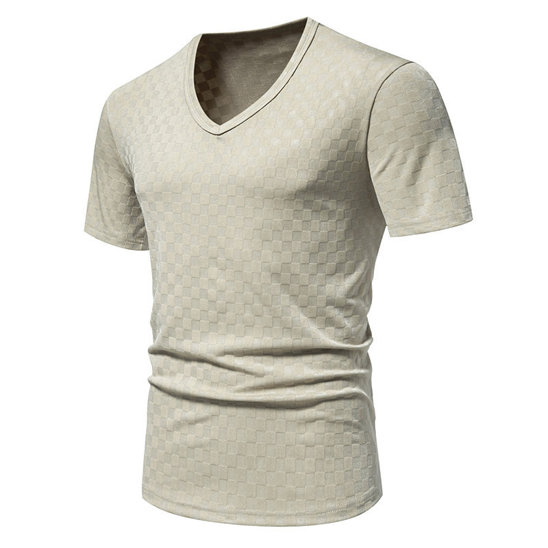Men's Solid Color V-neck Short Sleeve T-Shirt