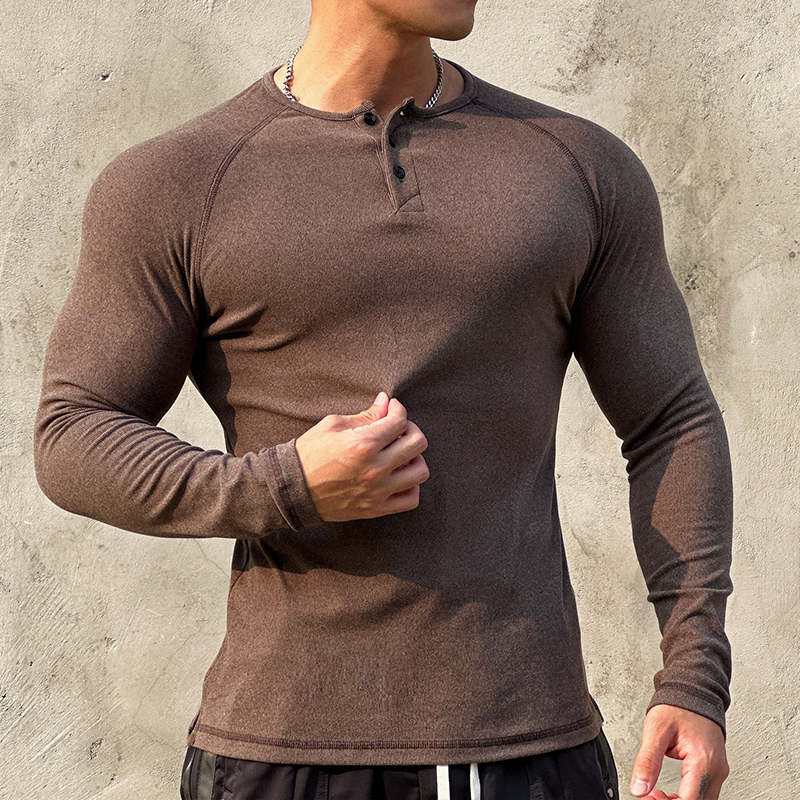Men's Fleece-Lined Henley Long Sleeved Shirt