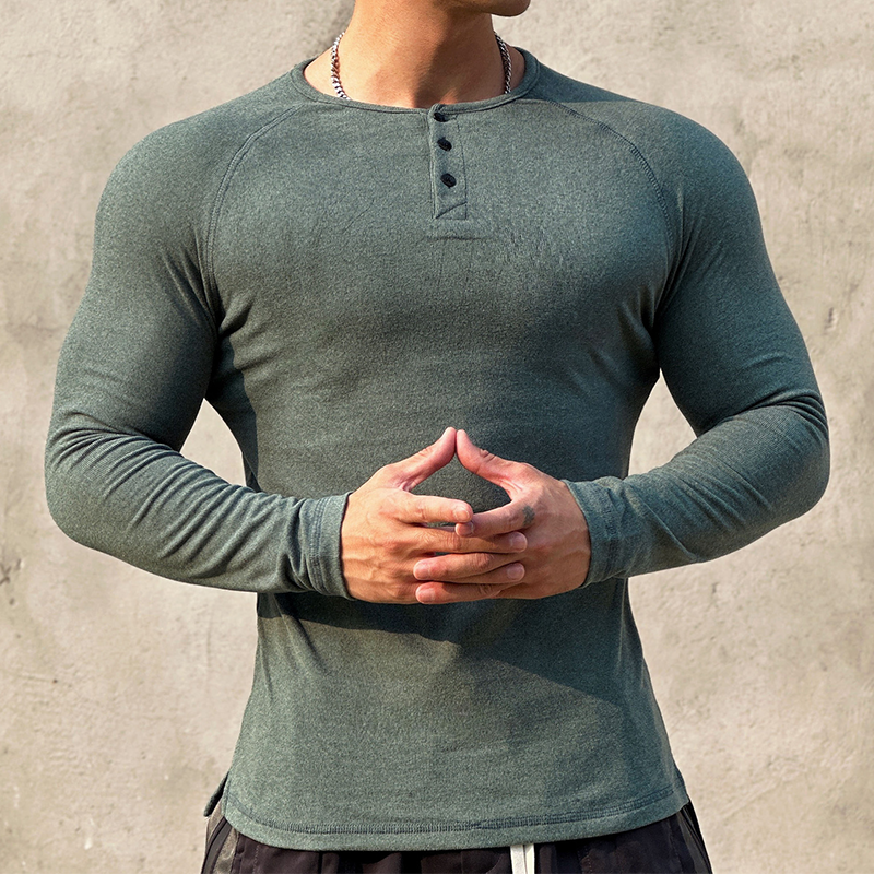 Men's Fleece-Lined Henley Long Sleeved Shirt