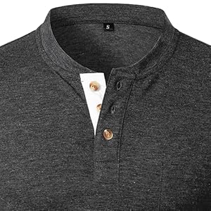 big tall mens slim fit basic tee shirt henley shirts cotton tops pullover