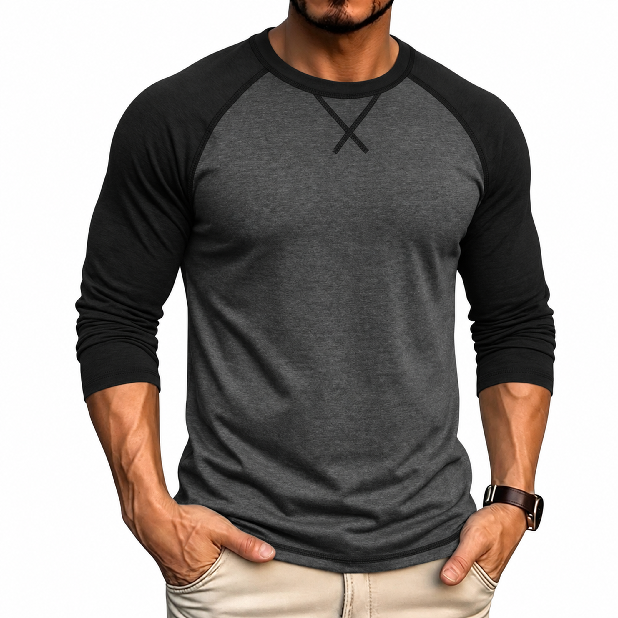 Men's Contrast Raglan Long Sleeve T-Shirt