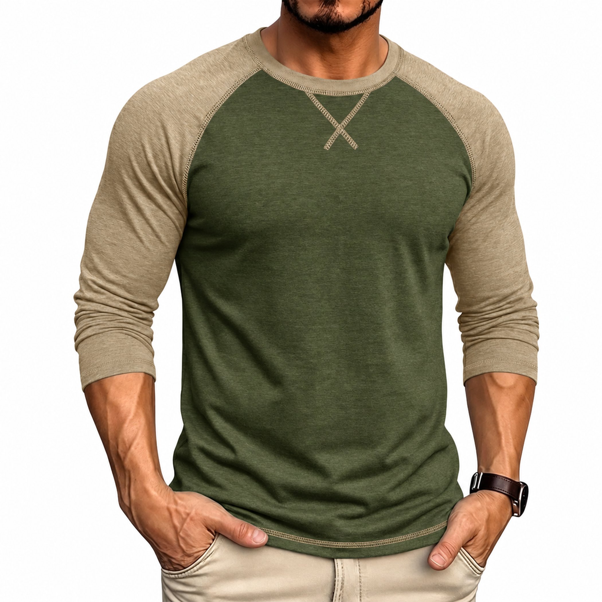 Men's Contrast Raglan Long Sleeve T-Shirt