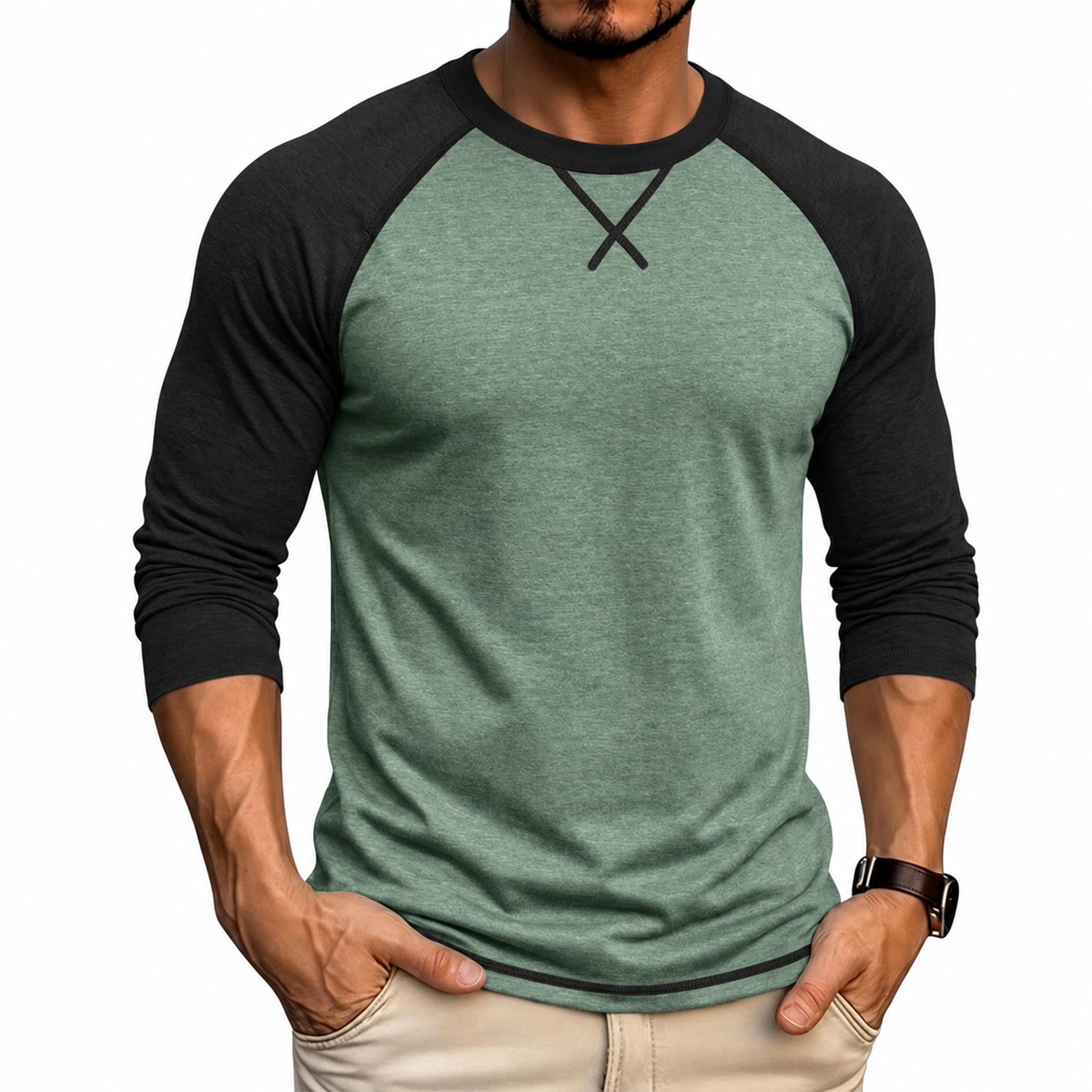 Men's Contrast Raglan Long Sleeve T-Shirt