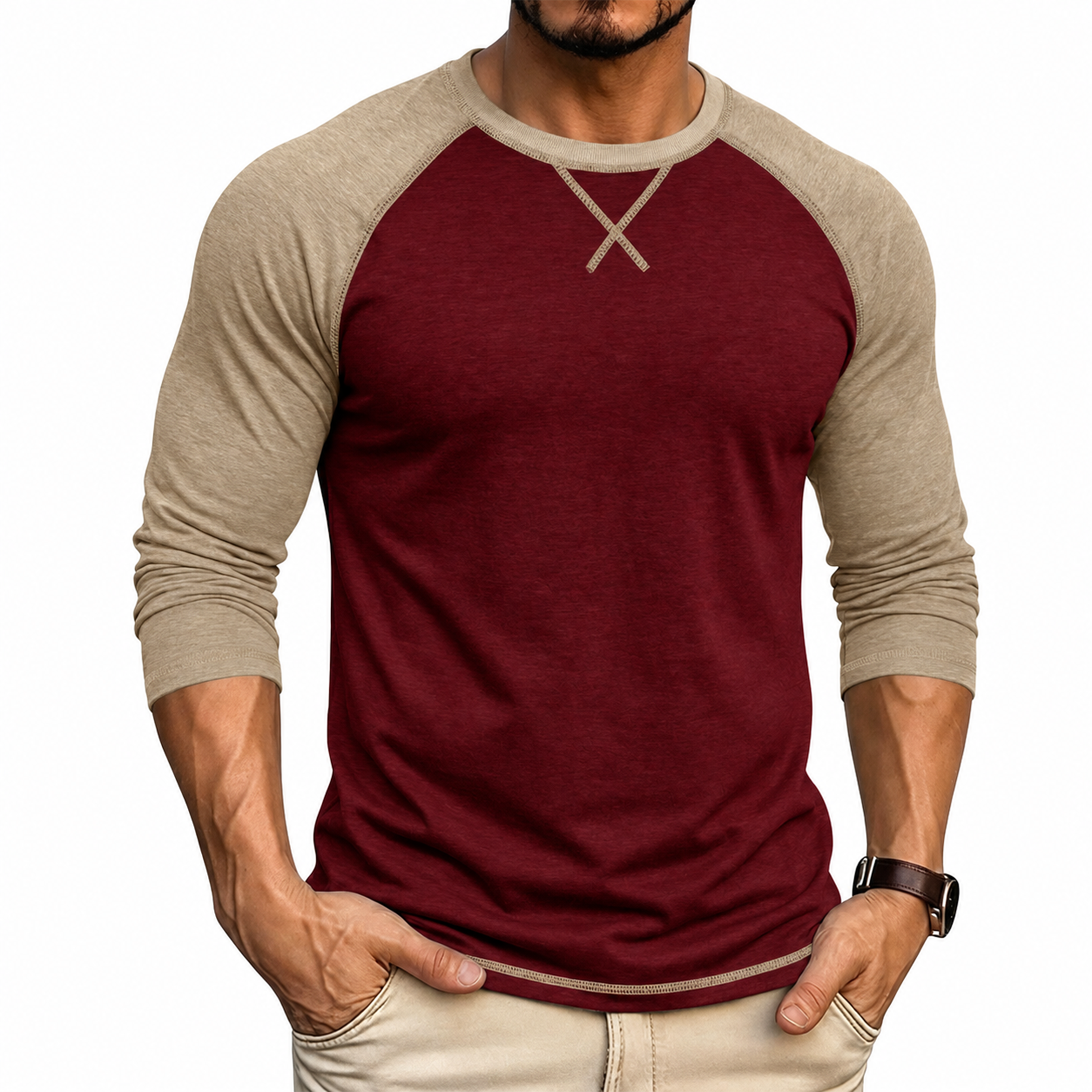 Men's Contrast Raglan Long Sleeve T-Shirt
