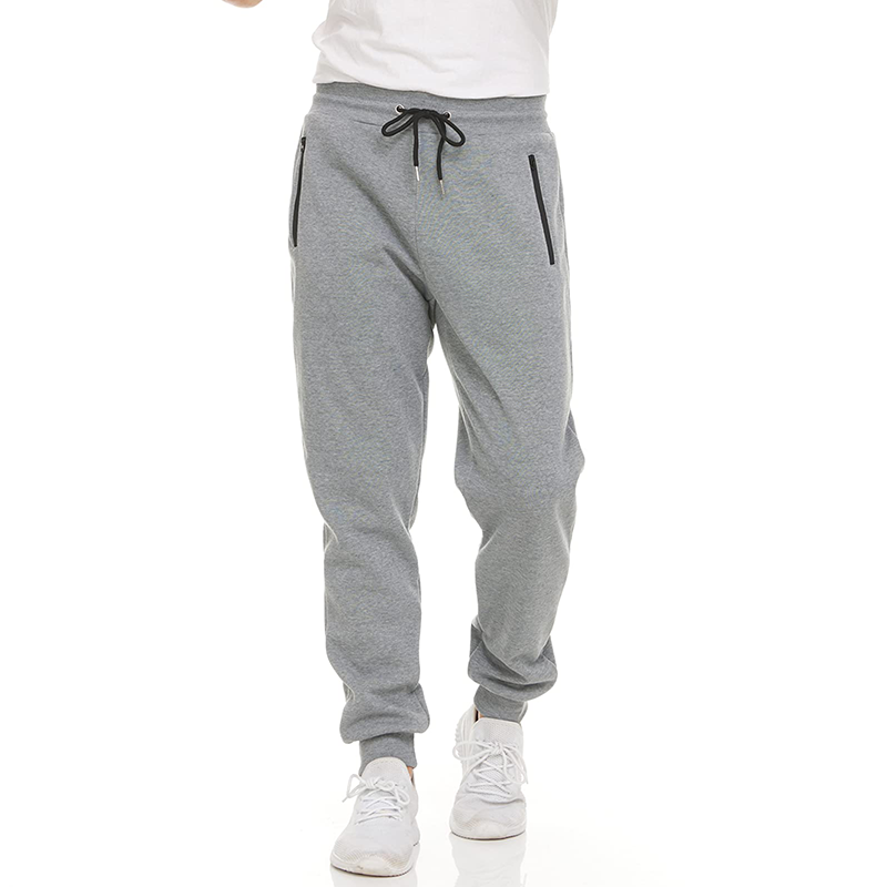 Mens Drawstring Fleece Sweatpants with Zipper Pocket