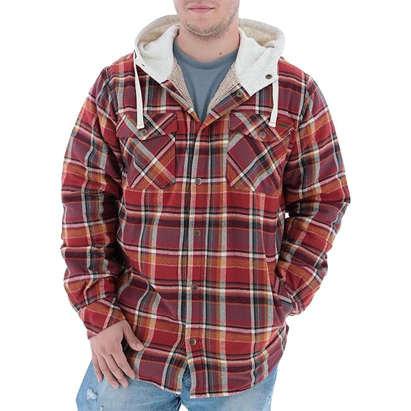 Men's Digital Print Quilted Lined Fake Two Piece Windproof Hooded Jacket