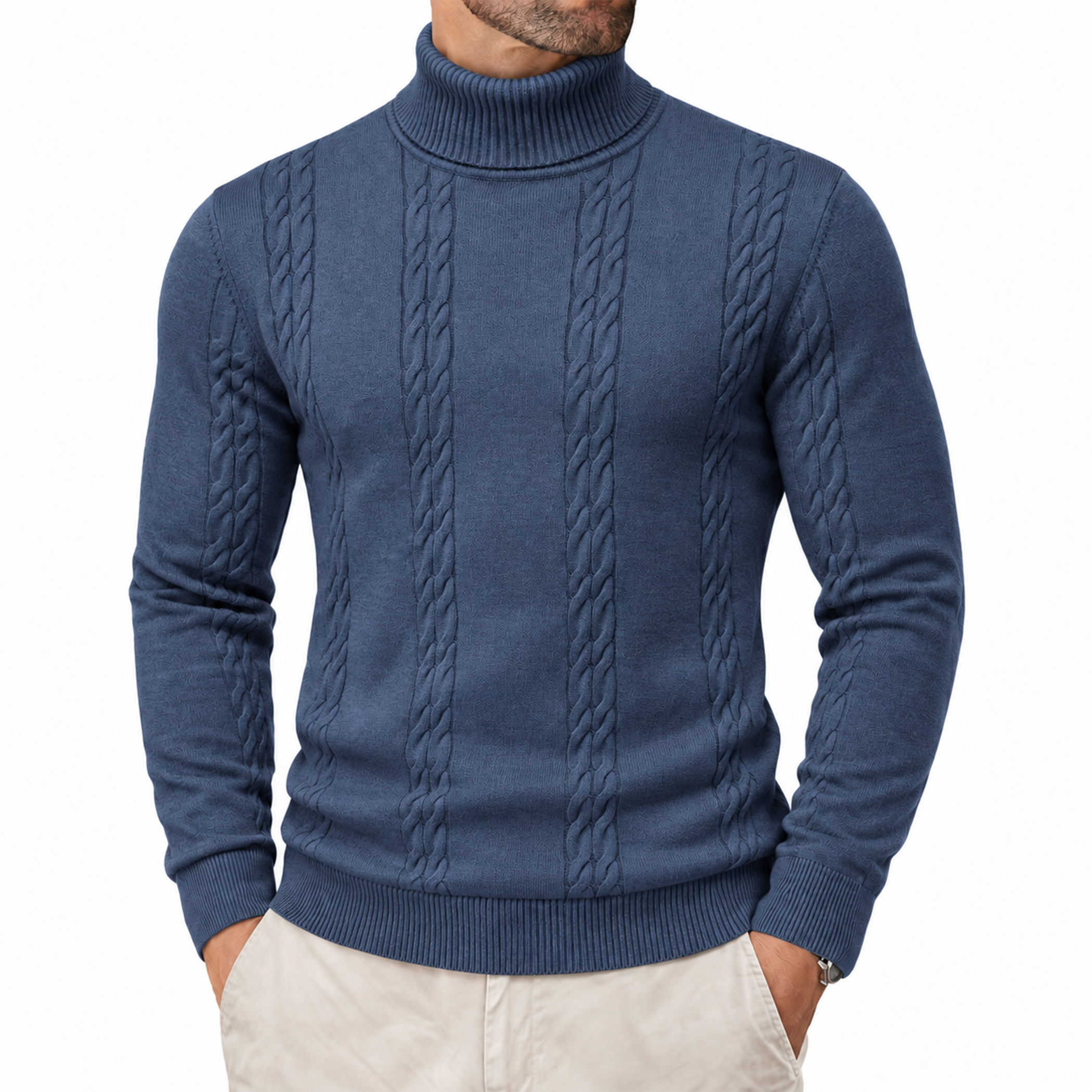 Men's Cable-Knit Turtleneck Sweater