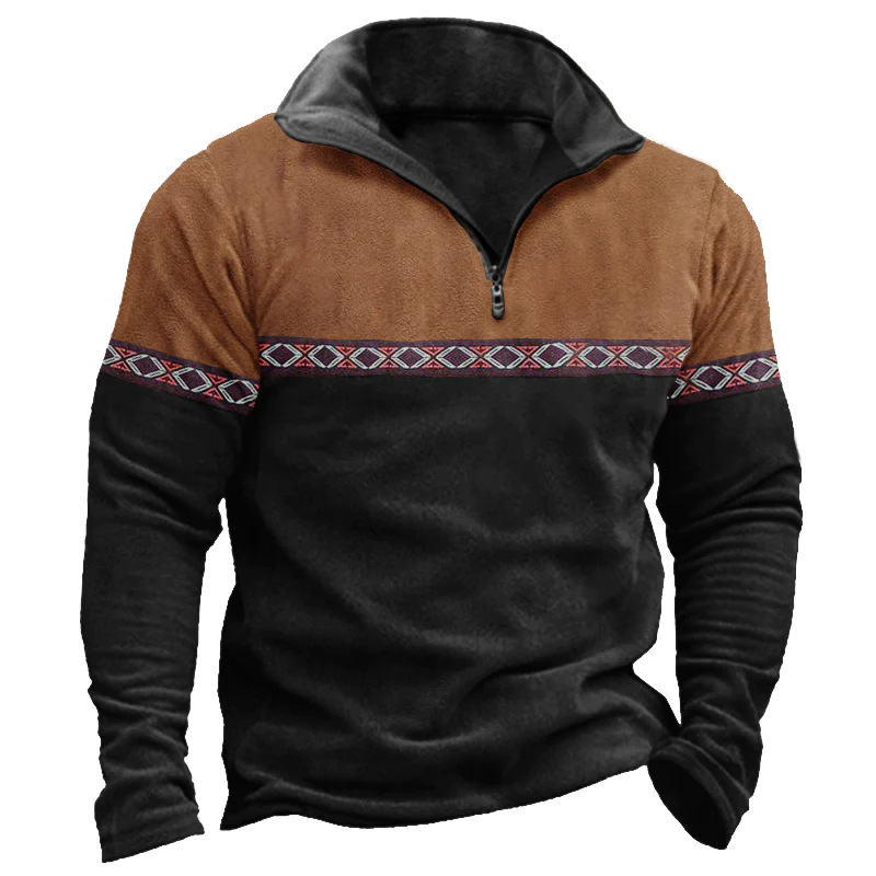 Zipper Stand Collar Solid Waffle Casual Sweatshirt