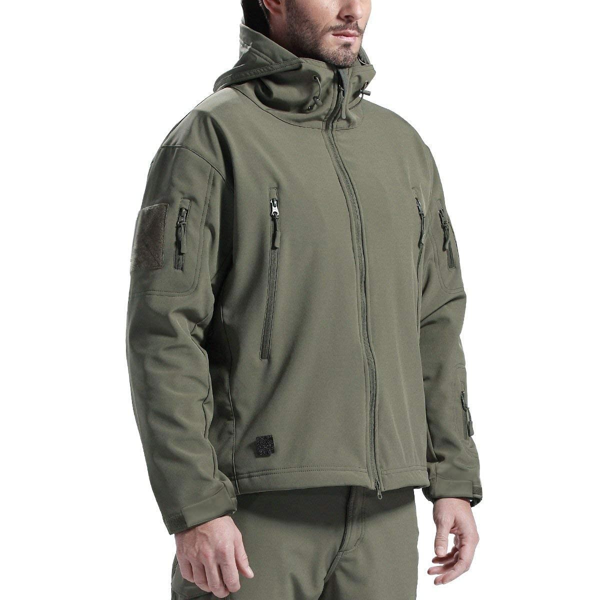Men's Outdoor Waterproof Soft Shell Hooded Military Tactical Jacket