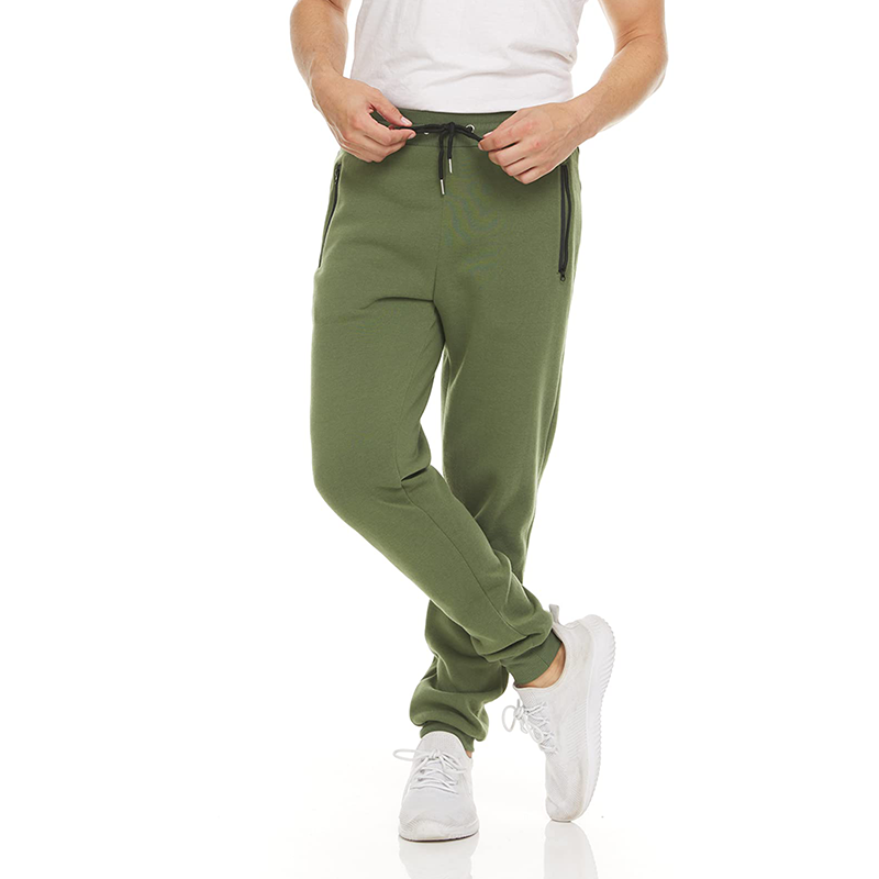 Mens Drawstring Fleece Sweatpants with Zipper Pocket