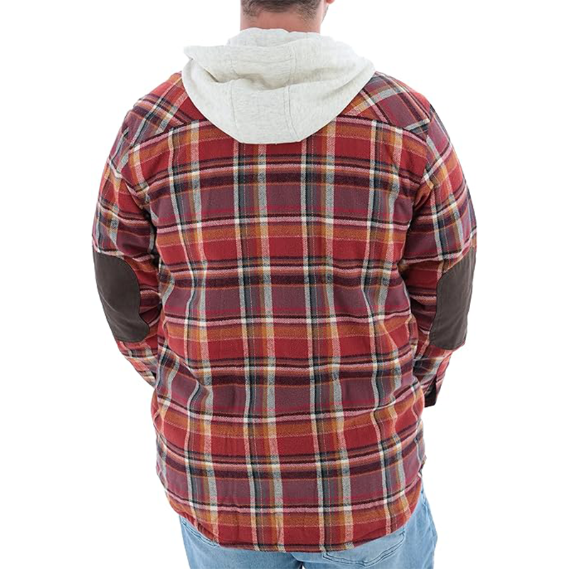 Men's Digital Print Quilted Lined Fake Two Piece Windproof Hooded Jacket