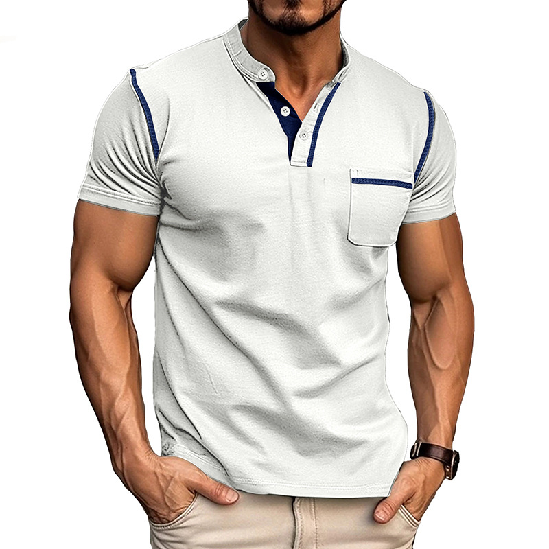 Men's Slim Fit Henley Collar Polo Shirt