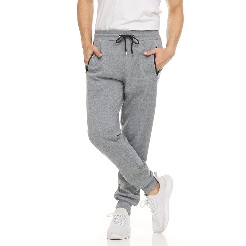 Mens Drawstring Fleece Sweatpants with Zipper Pocket