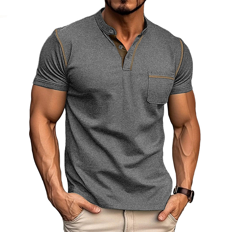 Men's Slim Fit Henley Collar Polo Shirt