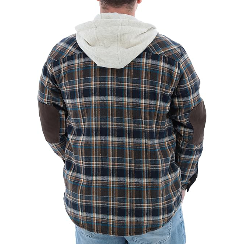 Men's Digital Print Quilted Lined Fake Two Piece Windproof Hooded Jacket