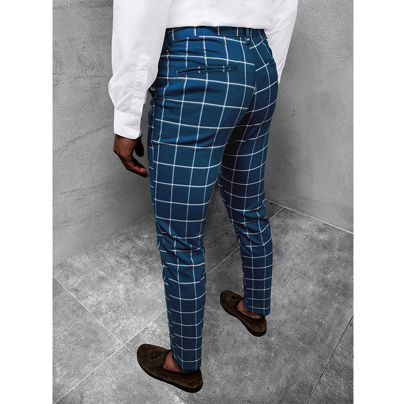 Men's 3D Print Check Slim Fit Chino Pants