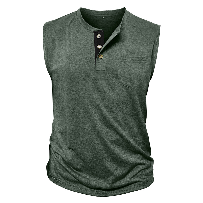 Men's Henley Sleeveless Workout Tank Top