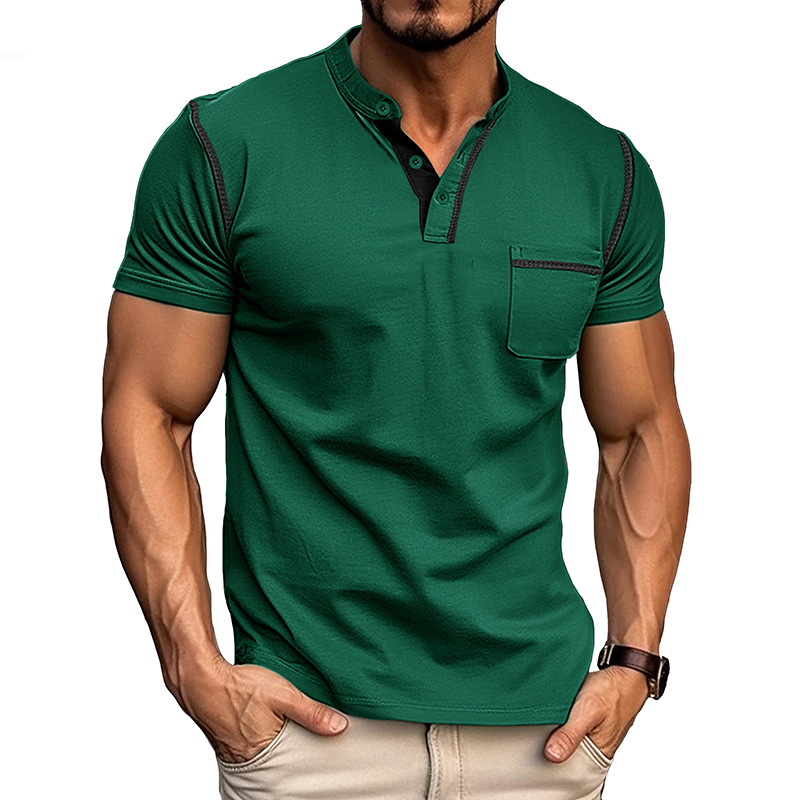 Men's Slim Fit Henley Collar Polo Shirt