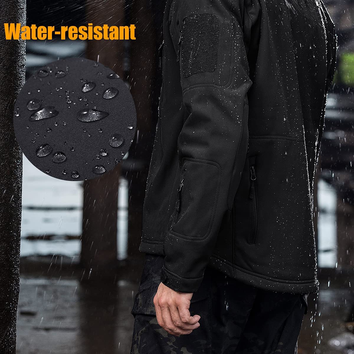 Men's Outdoor Waterproof Soft Shell Hooded Military Tactical Jacket