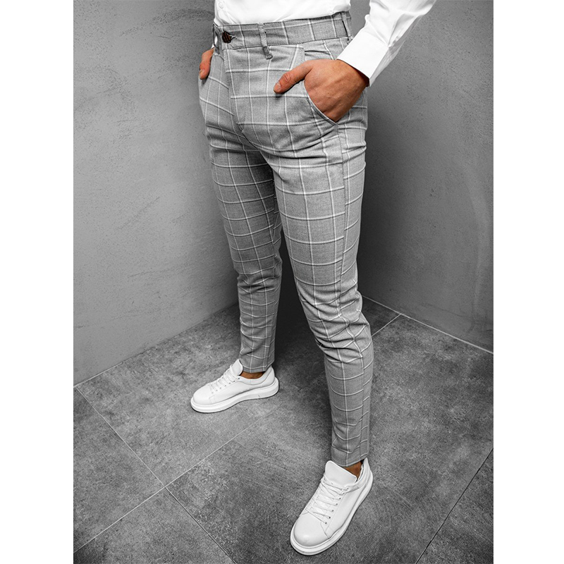 Men's 3D Print Check Slim Fit Chino Pants