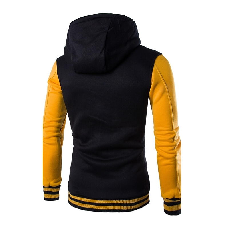 Men's Color Block Button Up Drawstring Hoodie