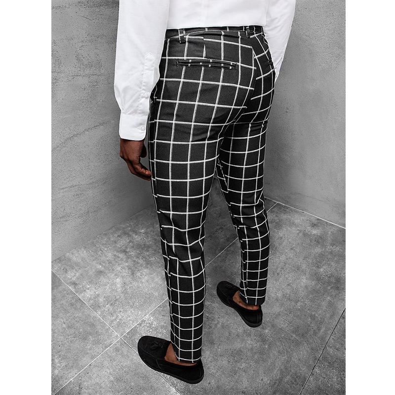 Men's 3D Print Check Slim Fit Chino Pants
