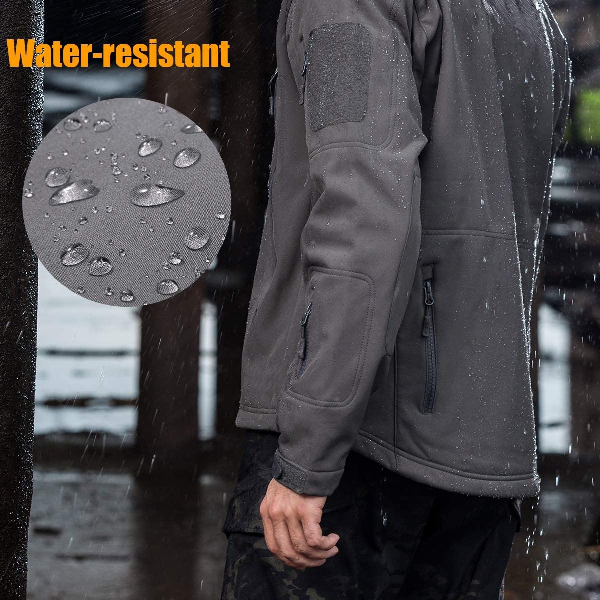 Men's Outdoor Waterproof Soft Shell Hooded Military Tactical Jacket