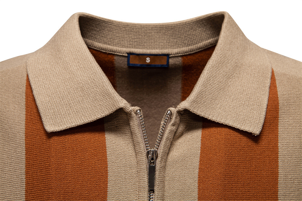Men's Striped Knit Polo Shirt