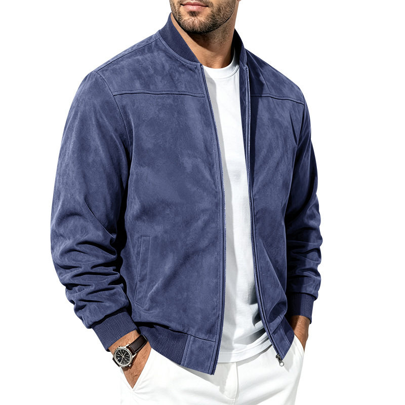 Men's Suede-Look Bomber Jacket