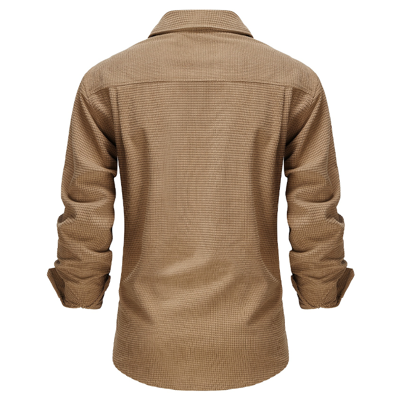 Men's Thick Corduroy Long Sleeve Shirt With Pocket Design