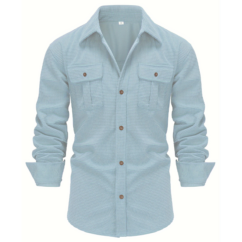 Men's Thick Corduroy Long Sleeve Shirt With Pocket Design
