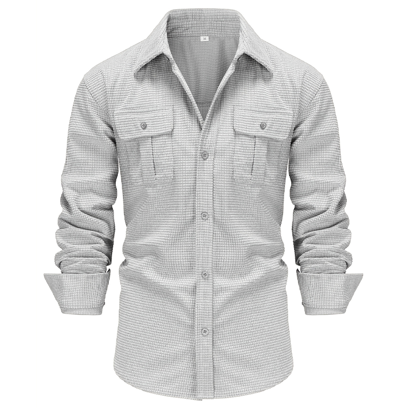 Men's Thick Corduroy Long Sleeve Shirt With Pocket Design