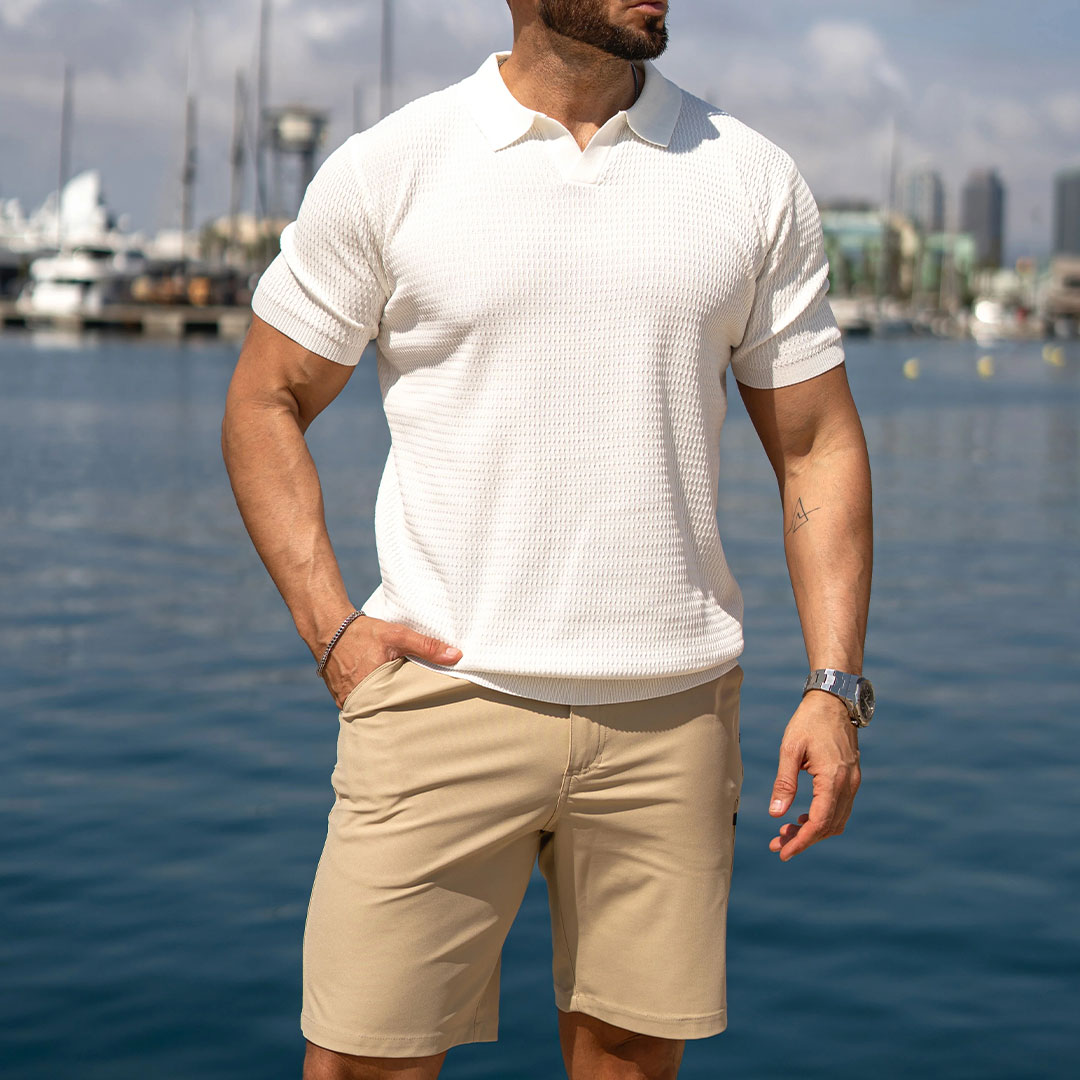 Men's Textured Knit Polo Shirt