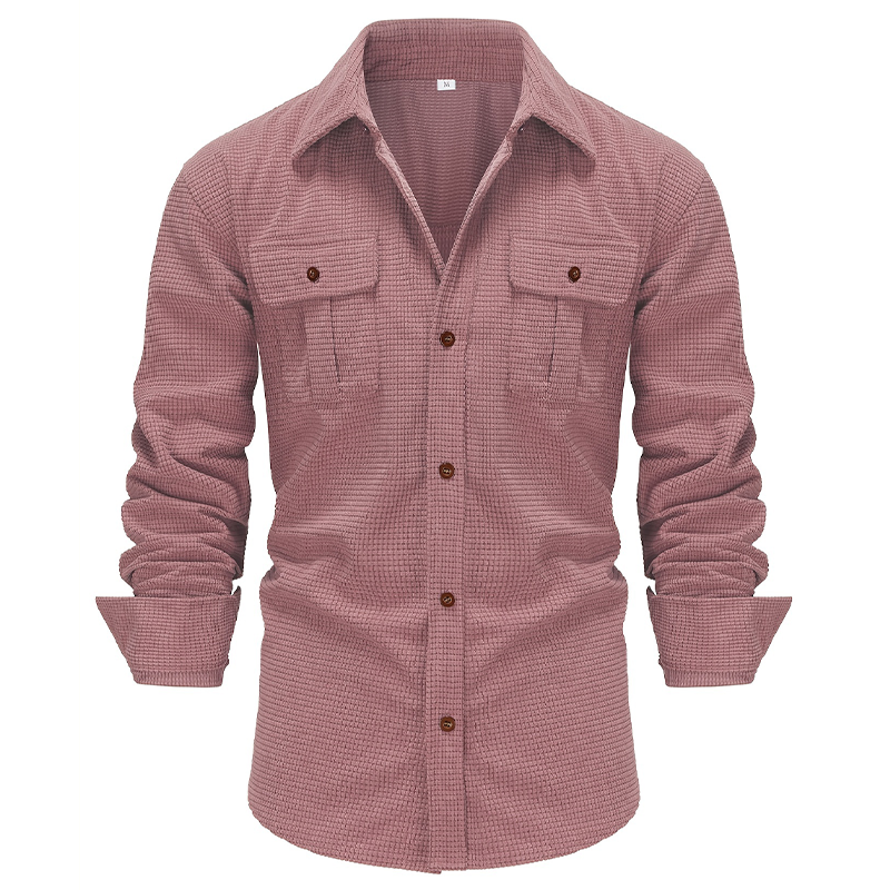 Men's Thick Corduroy Long Sleeve Shirt With Pocket Design