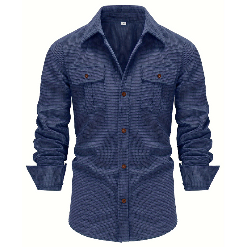 Men's Thick Corduroy Long Sleeve Shirt With Pocket Design