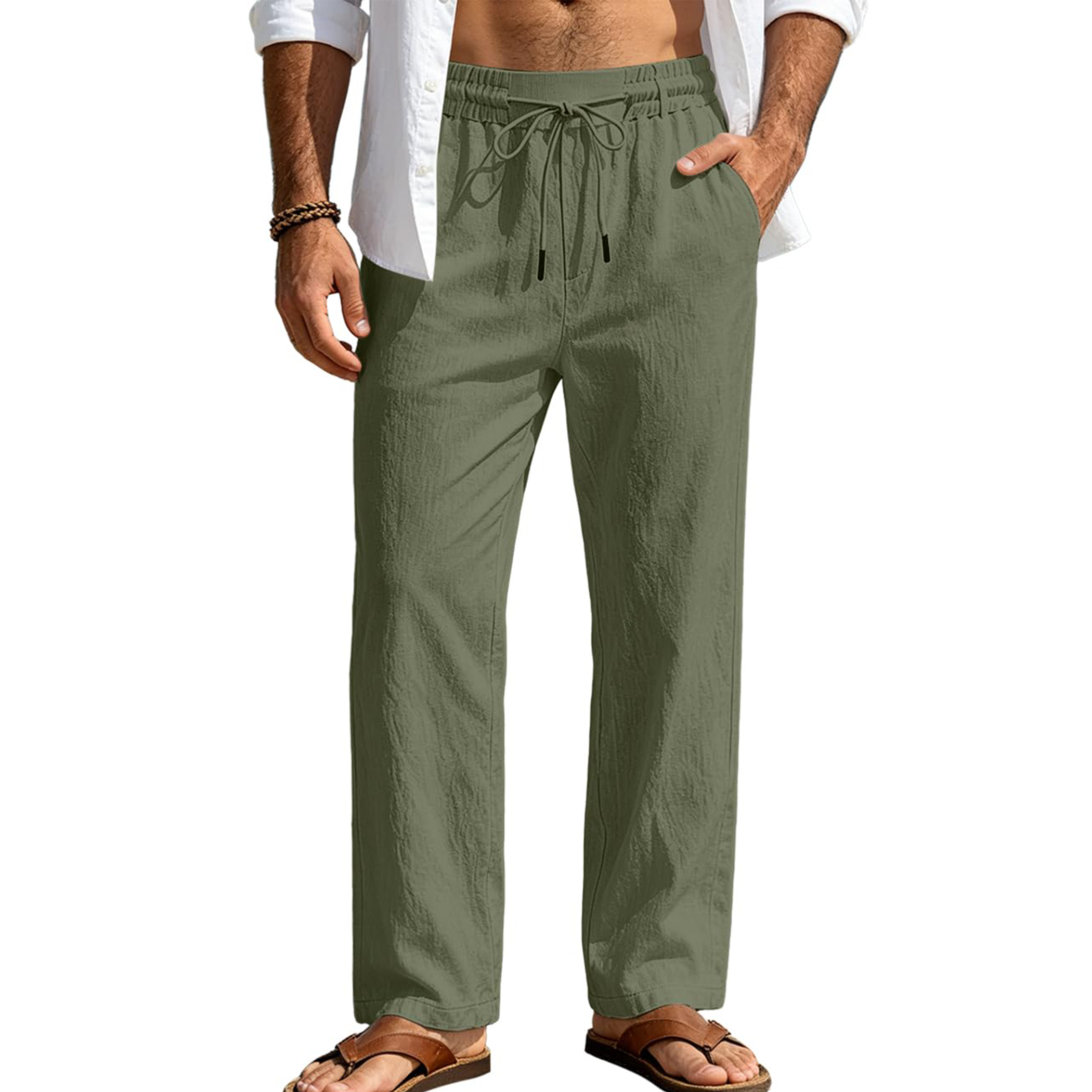 Men's Washed Linen Drawstring Pants