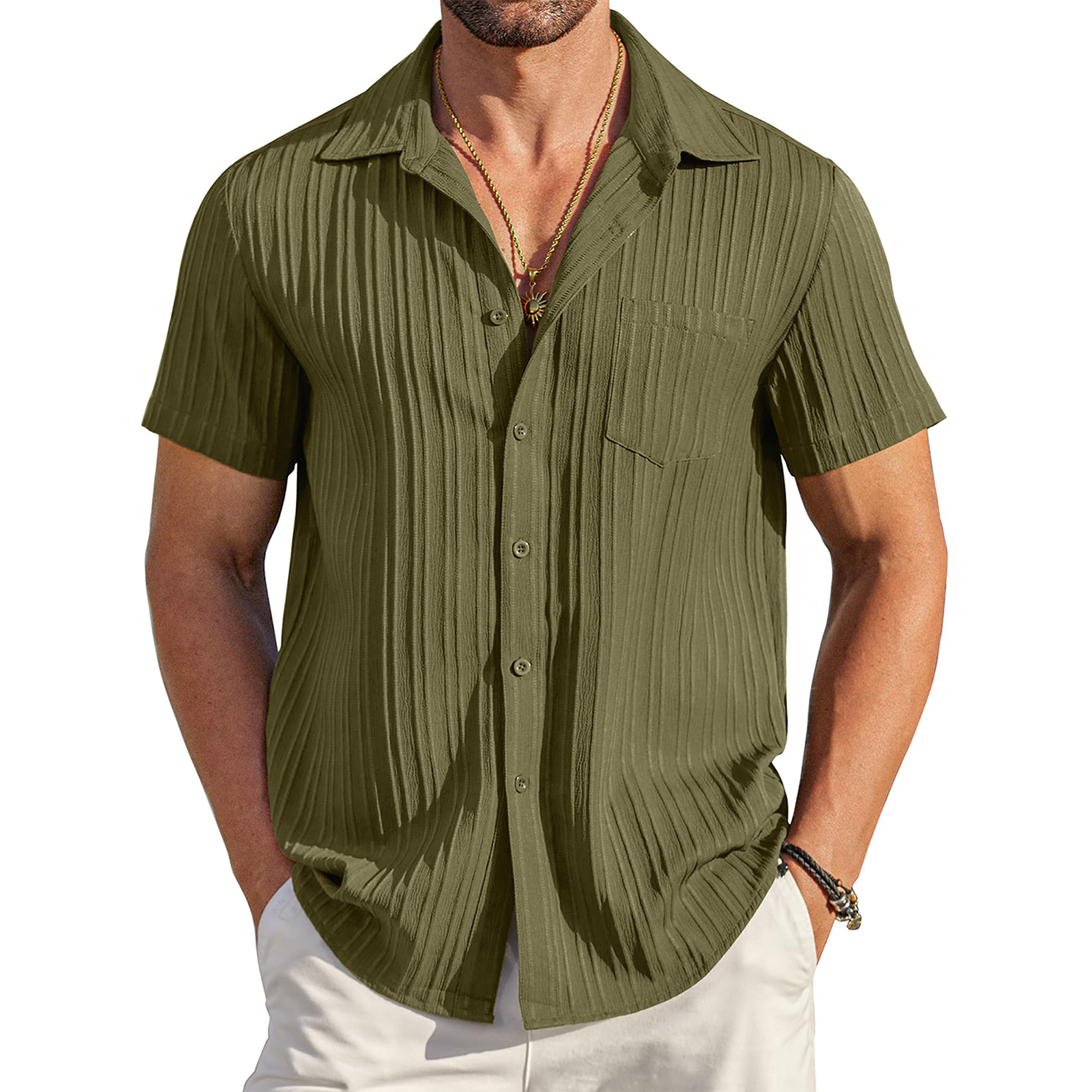 Men's Casual Button Down Short Sleeve Shirts