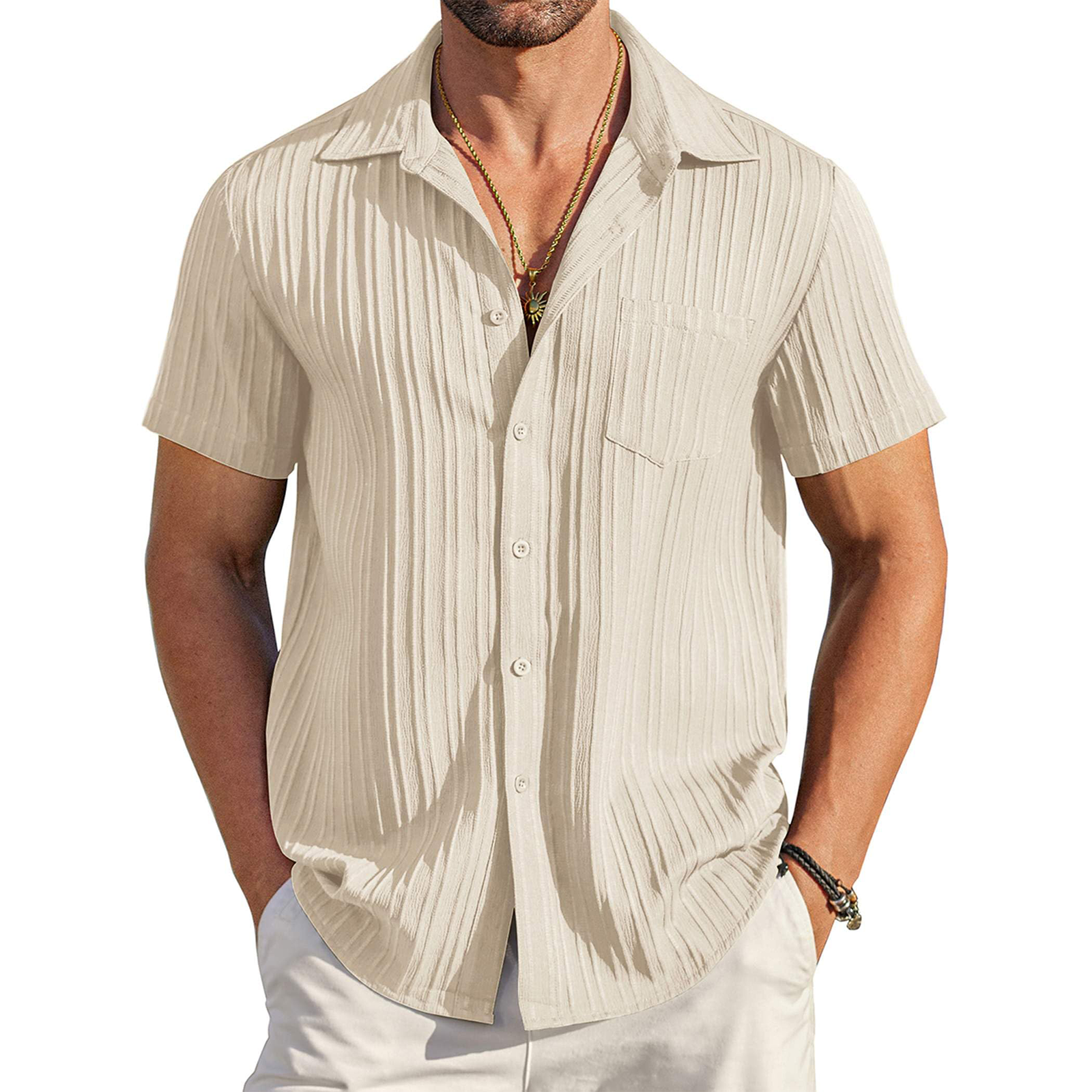 Men's Casual Button Down Short Sleeve Shirts