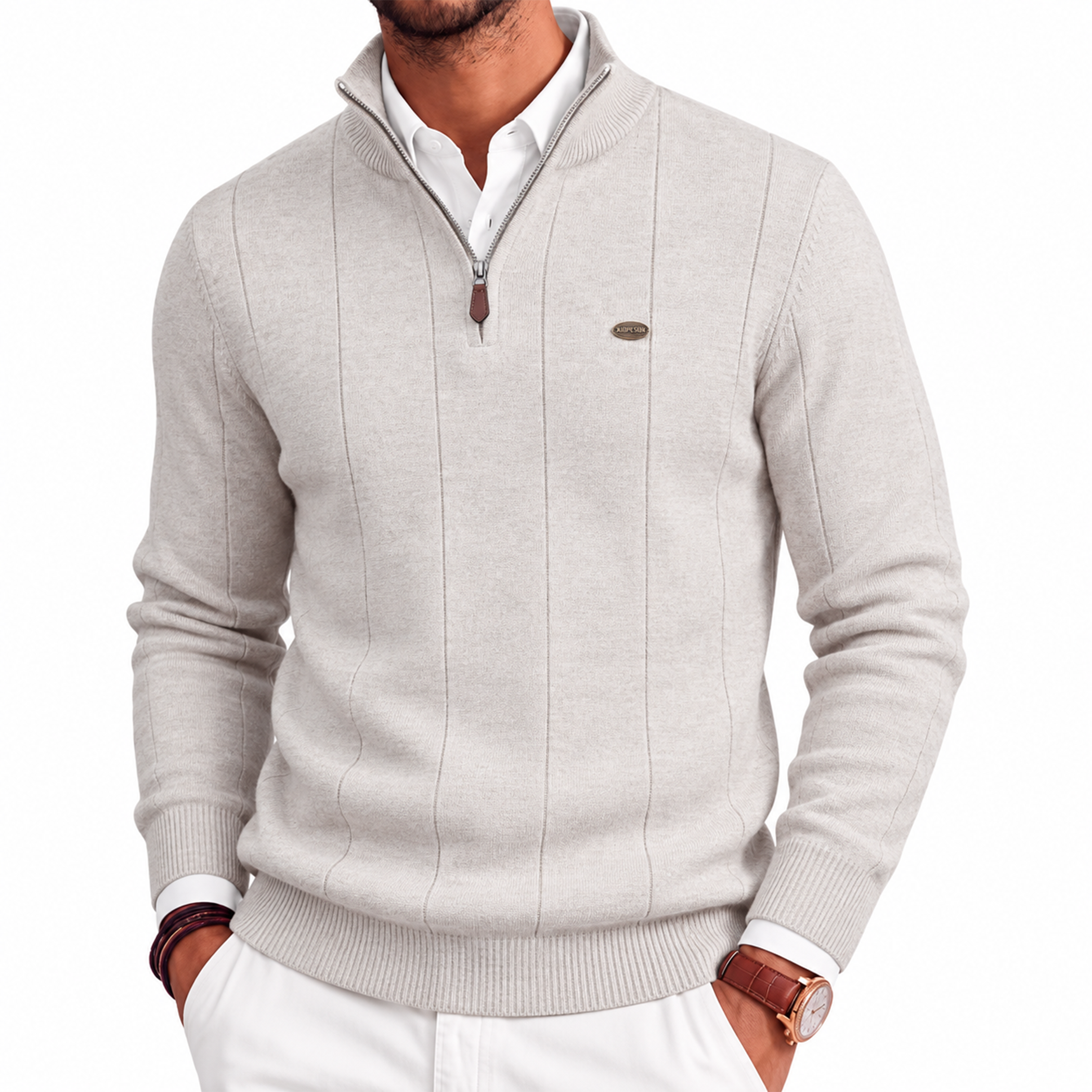 Men's Cotton Quarter-Zip Sweater
