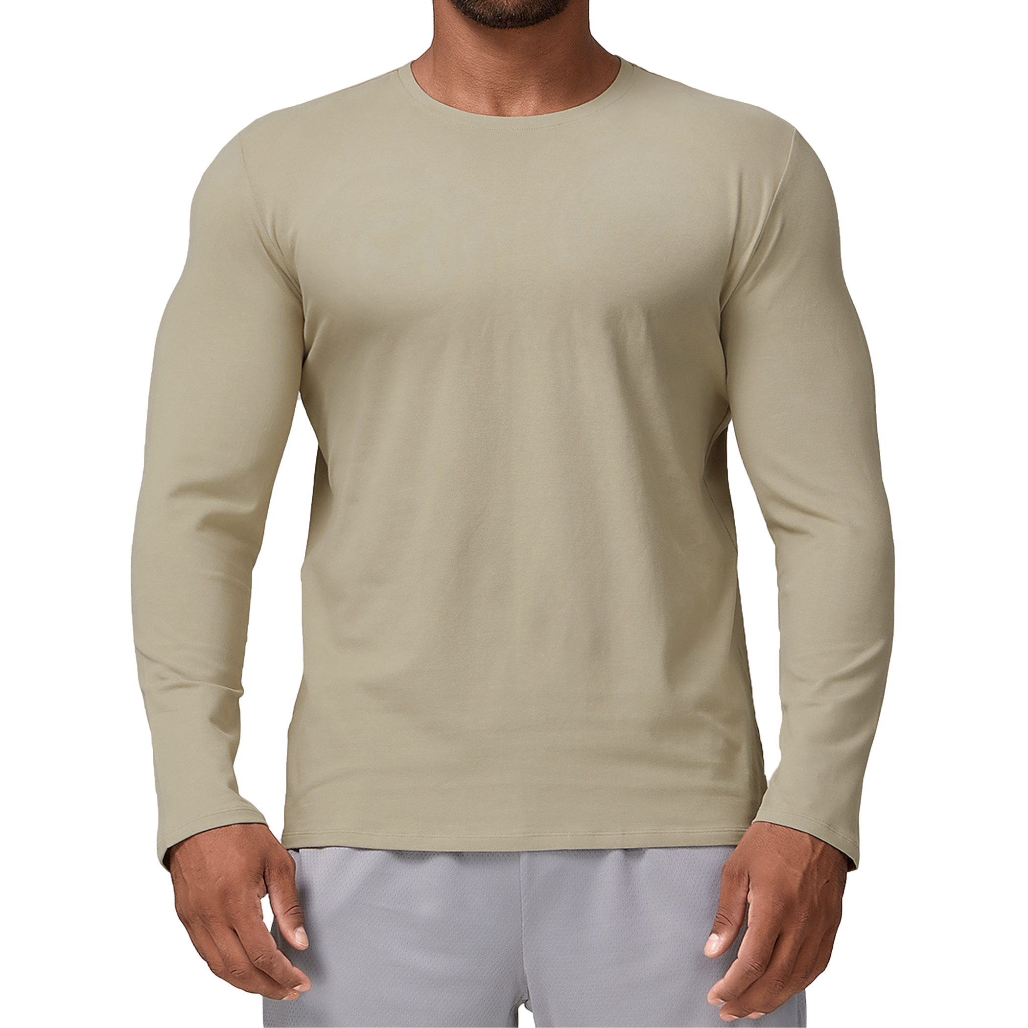Men's Brushed Cotton Stretch Long Sleeve T-Shirt