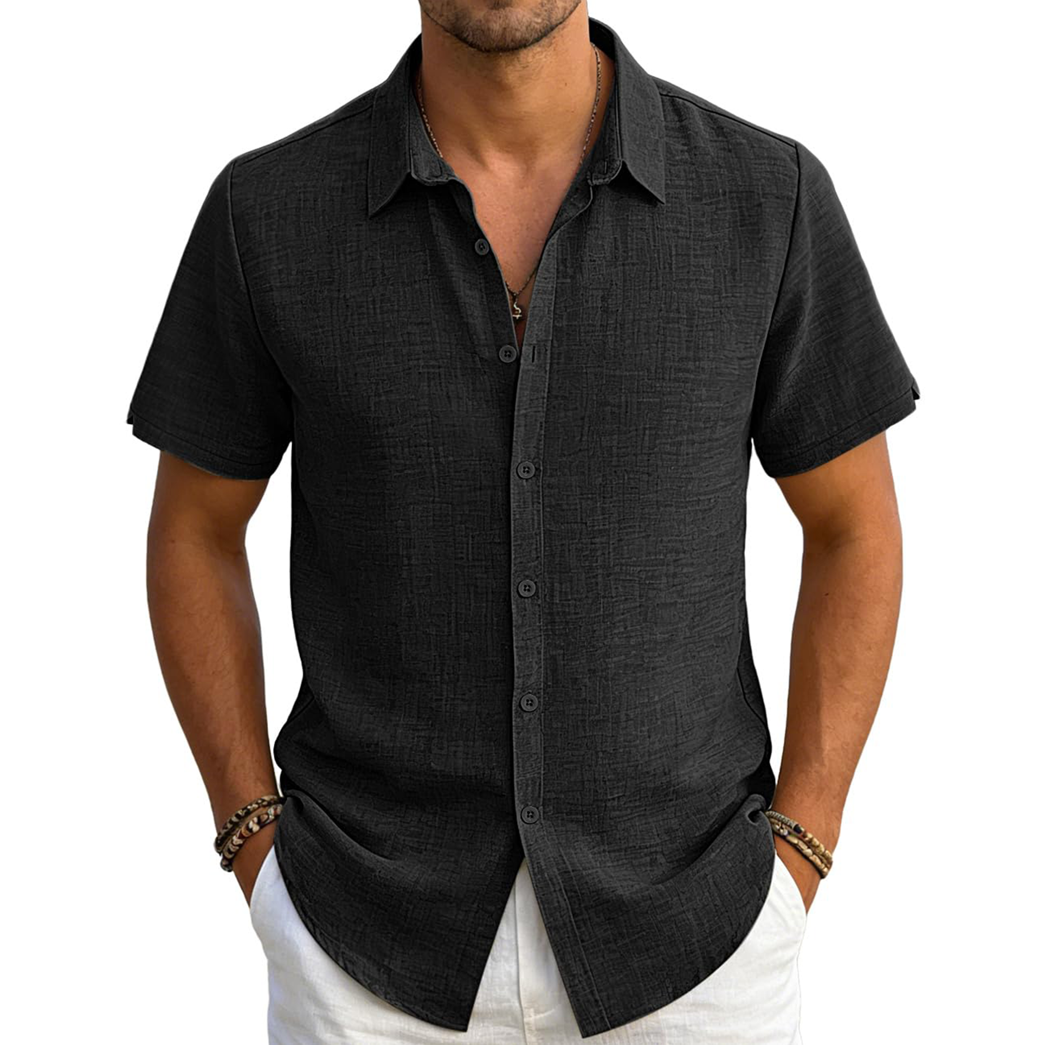 Men's Casual Linen Short Sleeve Shirt