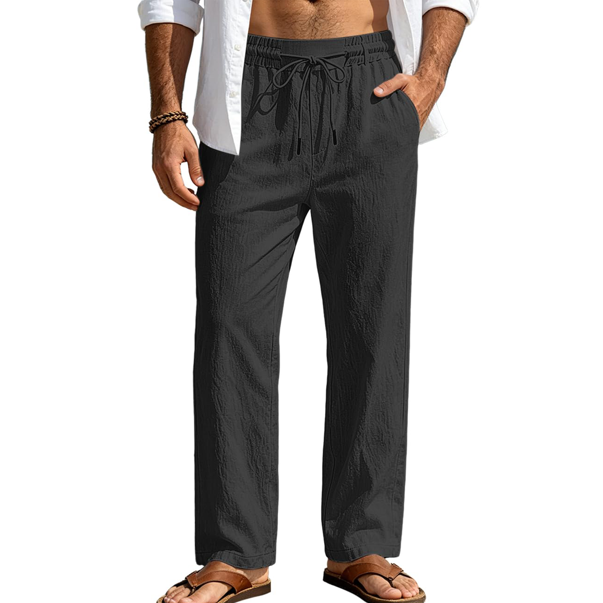 Men's Washed Linen Drawstring Pants