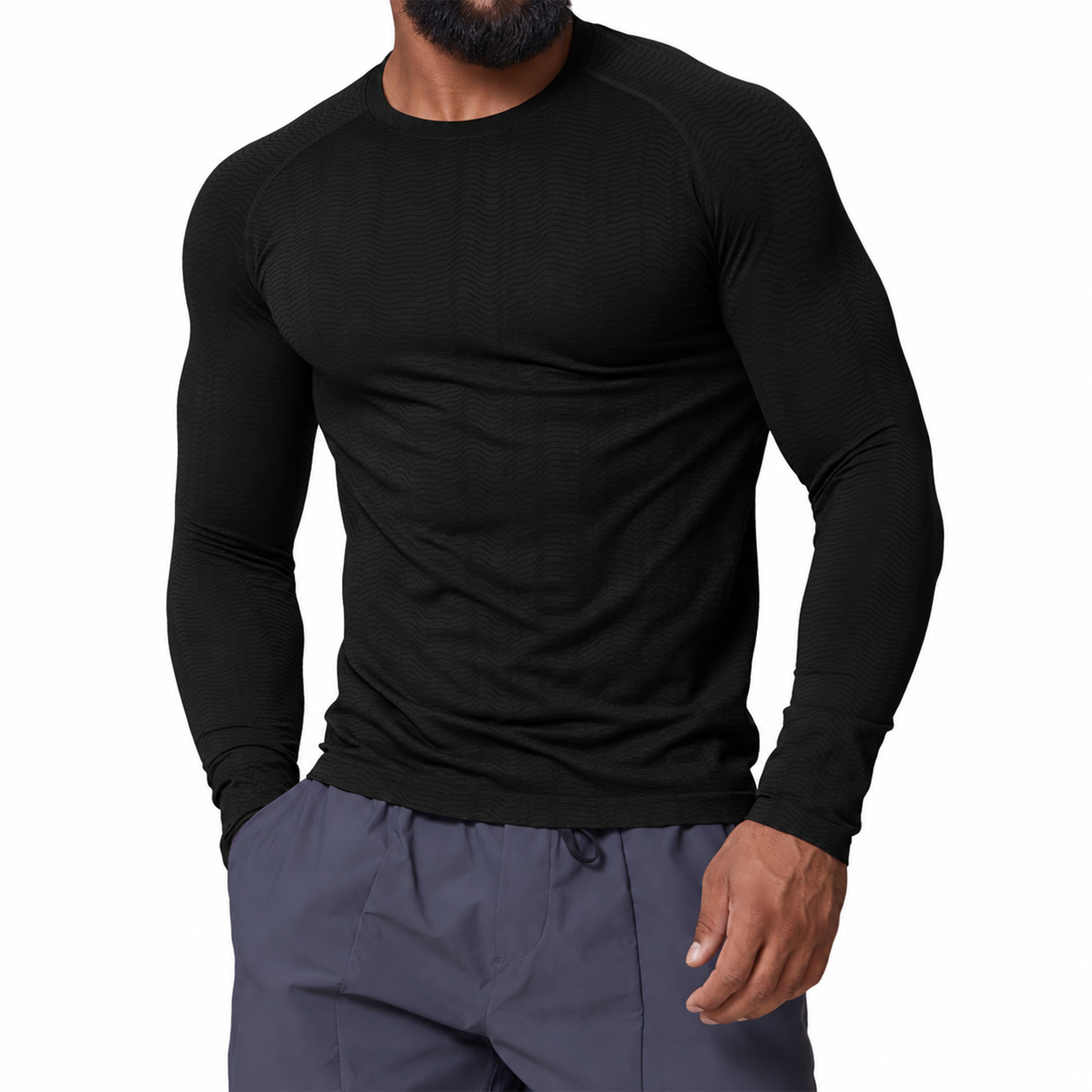 Men's Seamless Jacquard Long Sleeve Performance Shirt