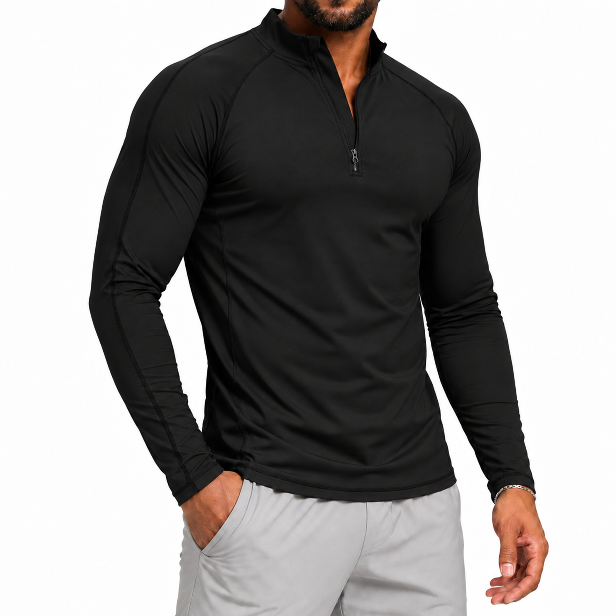 Men's 1/4 Zip Long Sleeve Quick Dry Performance Shirt